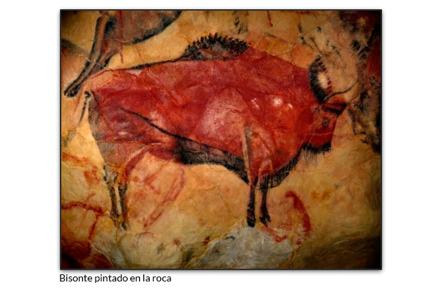 Bisonte pintado en la roca